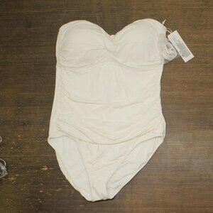 Anne Cole Womens Twist Front Shirred One Piece Swimsuit MYMO00501 White 16